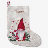 Cute Nordic Gnome Glittery Bokeh Kleine Kerstsok (Voorkant)