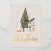 Cute nordic gnome kerst folie feestdagenkaart (Voorkant)