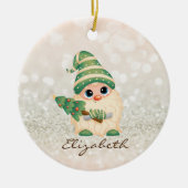 Cute Nordic Gnome Pine Tree Bokeh Keramisch Ornament (Voorkant)