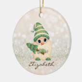 Cute Nordic Gnome Pine Tree Bokeh Keramisch Ornament (Links)