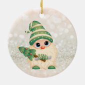 Cute Nordic Gnome Pine Tree Bokeh Keramisch Ornament (Achterkant)