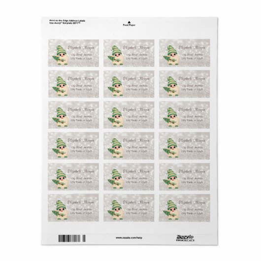 Cute Nordic Gnome Pine Tree Glittery Bokeh Etiket (Full Sheet)