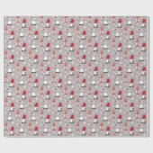 Cute Nordic Gnomes Winter Red Pink Grey White Cadeaupapier (Vlak)