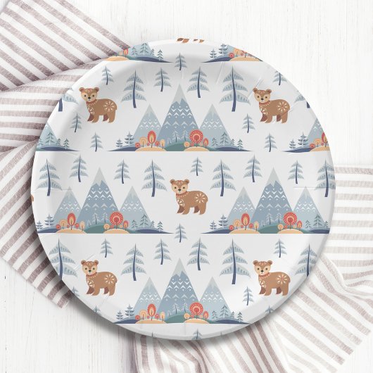 Cute Nordic Holiday Beer Pattern Papieren Bordje