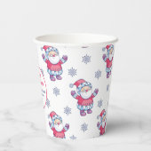 Cute Nordic Santa Snowflake Pattern Papieren Bekers (Achterkant)