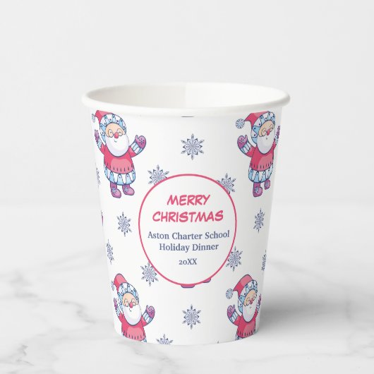Cute Nordic Santa Snowflake Pattern Papieren Bekers (Links)