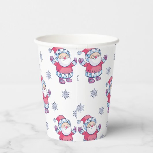 Cute Nordic Santa Snowflake Pattern Papieren Bekers (Rechts)