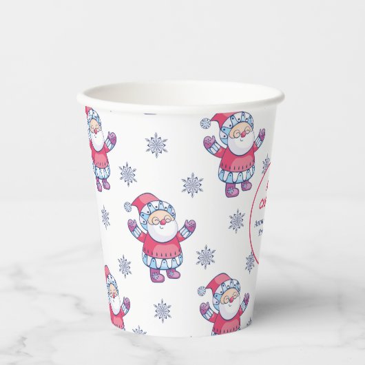 Cute Nordic Santa Snowflake Pattern Papieren Bekers (Voorkant)