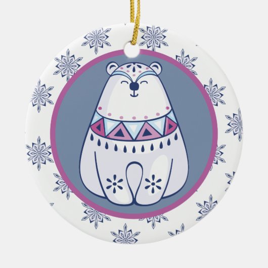 Cute Nordic Style Polar Beer Kinder op maat Keramisch Ornament (Voorkant)