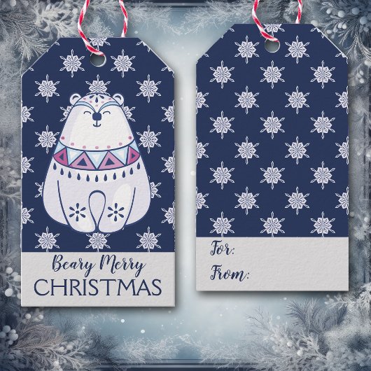 Cute Nordic Style Polar Beer Snowflake Cadeaulabel