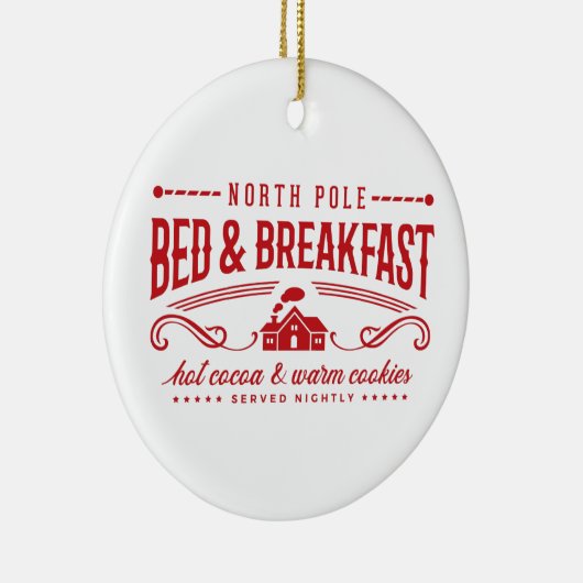 Cute North Pole Bed and Breakfast Keramisch Ornament (Rechts)