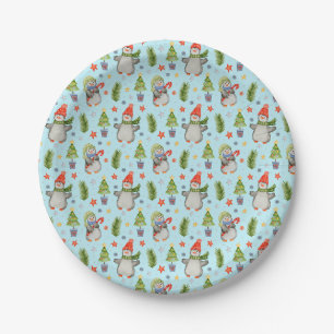 Cute North Pole Kerstpinguins Papieren Bordje