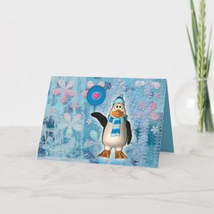 Cute north pole pinguin with hart feestdagen kaart