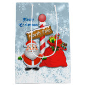 Cute North Pole Santa Gift Bag Medium Cadeauzakje (Achterkant)