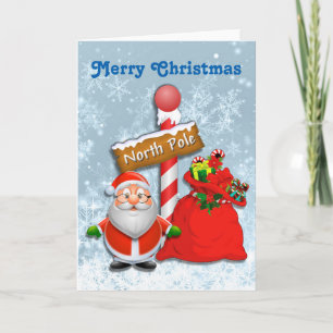 Cute North Pole Santa Kaart