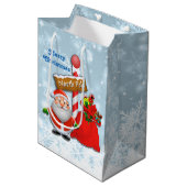 Cute North Pole Santa Medium Cadeauzakje (Voorkant Gekanteld)