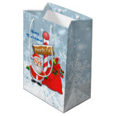 Cute North Pole Santa Medium Cadeauzakje (Achterkant Gekanteld)