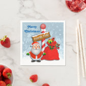 Cute North Pole Santa Napkins Servetten (Insitu)