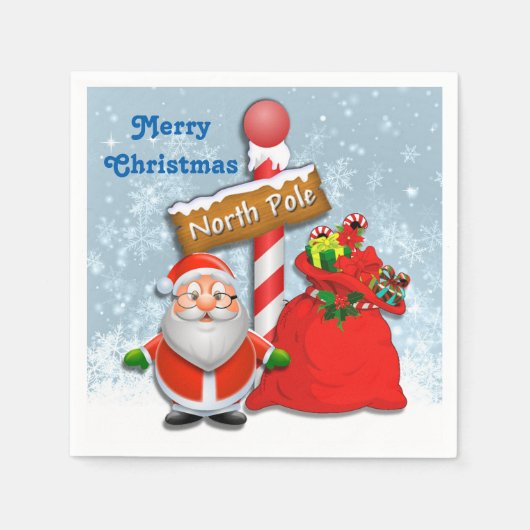 Cute North Pole Santa Napkins Servetten (Voorkant)