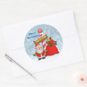 Cute North Pole Santa Ronde Sticker (Envelop)