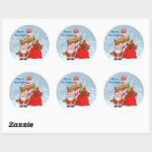 Cute North Pole Santa Ronde Sticker (Vel)