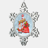 Cute North Pole Santa Snowflake Tin Sneeuwvlok Ornament (Rechts)