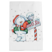 Cute North Pole Snowman Medium Cadeauzakje (Achterkant)