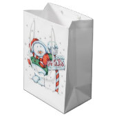 Cute North Pole Snowman Medium Cadeauzakje (Achterkant Gekanteld)