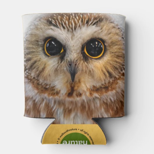 Cute Northern Saw Whet Owl Blikjeskoeler (Achterkant)