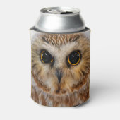 Cute Northern Saw Whet Owl Blikjeskoeler (Blikje Achterkant)