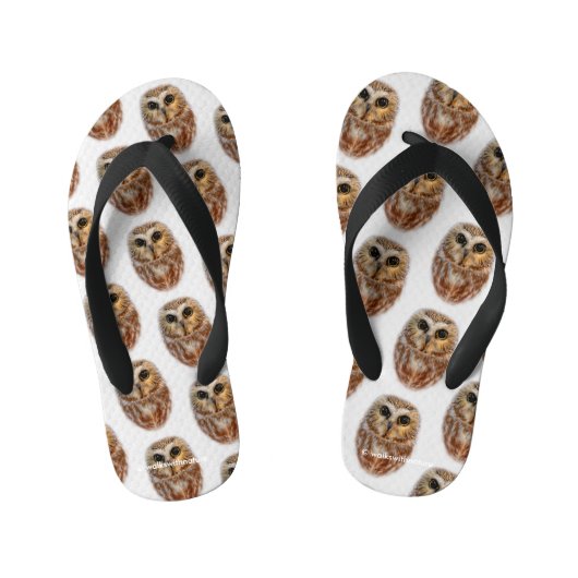 Cute Northern Saw Whet Owl Kinder Teenslippers (Voetbed)