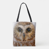 Cute Northern Saw Whet Owl Tote Bag (Achterkant)