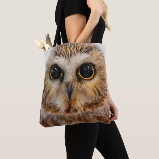 Cute Northern Saw Whet Owl Tote Bag (Dichtbij)