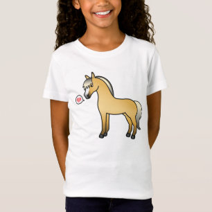 Cute Norwegian Fjord Horse Illustration & Heart T-shirt
