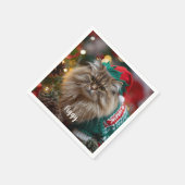 Cute Norwegian Forest Cat Christmas Personalized  Servet (Hoek)
