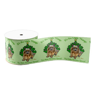 Cute Norwich Terrier Kerstmis Grosgrain Lint