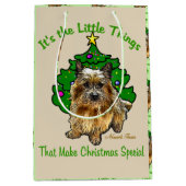 Cute Norwich Terrier Kerstmis Medium Cadeauzakje (Voorkant)