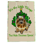 Cute Norwich Terrier Kerstmis Medium Cadeauzakje (Achterkant)