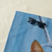 Cute Nosy Tabby Cat Kitten Sitting in a Blue Fence Strandlaken (In situ)