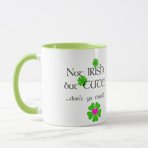 Cute Not Irish Humor Green Shamrock+Pink Heart Mok