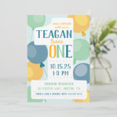 Cute number 1 First Birthday Invitation Kaart (Staand voorkant)