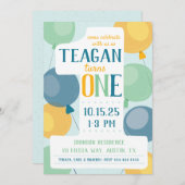 Cute number 1 First Birthday Invitation Kaart (Voorkant / Achterkant)