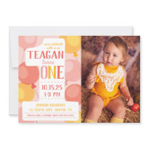 Cute Number 1 First Birthday Photo Invitation