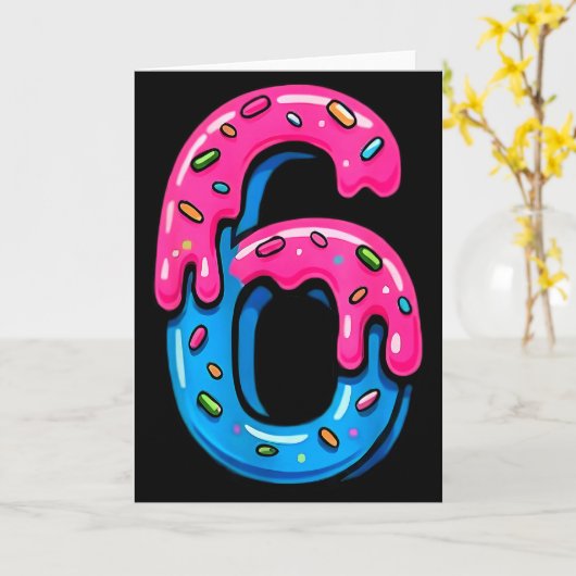 Cute Number 6 Ice Cream Drip 67 Meme Costume Coupl Kaart (Gele Bloem)