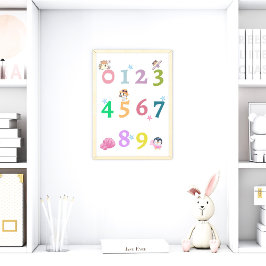 Cute Number Baby Nursery Poster | Poster onderwijs