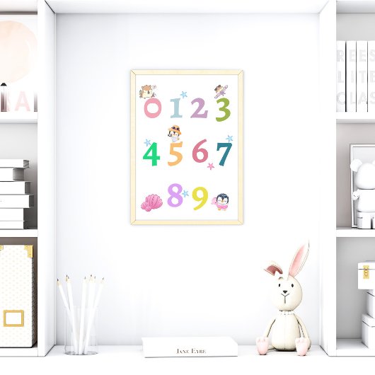 Cute Number Baby Nursery Poster | Poster onderwijs