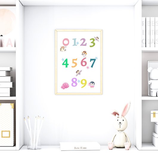 Cute Number Baby Nursery Poster | Poster onderwijs