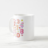 Cute Number Day Heart Numbers Design for Kids Koffiemok (Voorkant links)