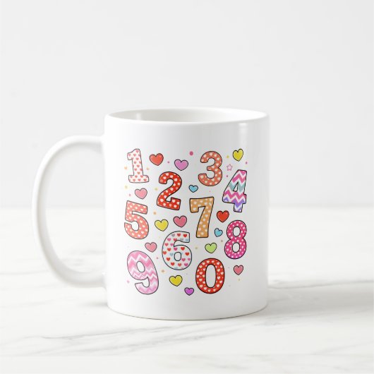 Cute Number Day Heart Numbers Design for Kids Koffiemok (Links)