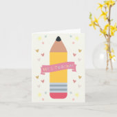 Cute Number One Teacher Pencil Kaart (Gele Bloem)